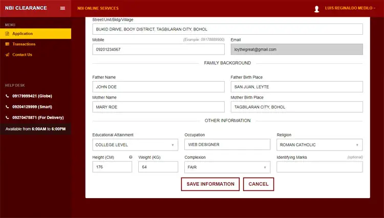 application form for nbi sample Online NBI Step Application and Clearance Registration by