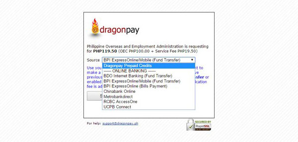 BM Online payment options