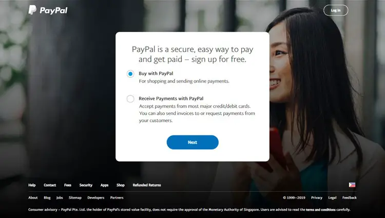 PayPal account signup