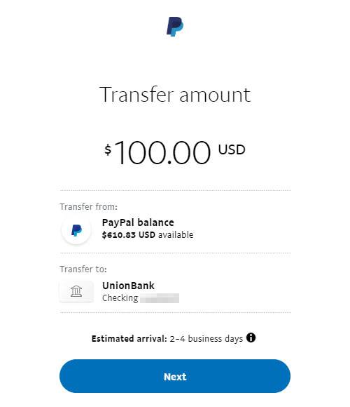 Transfer amount