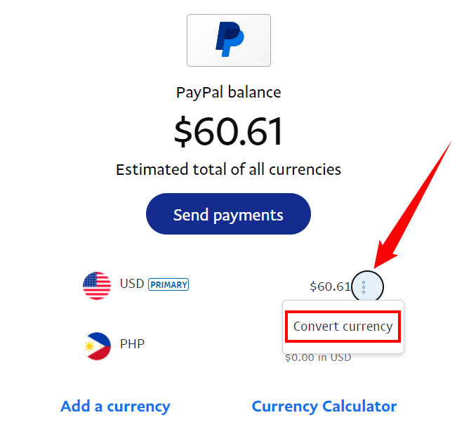 PayPal currency conversion