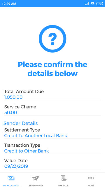 BDO mobile app confirmation