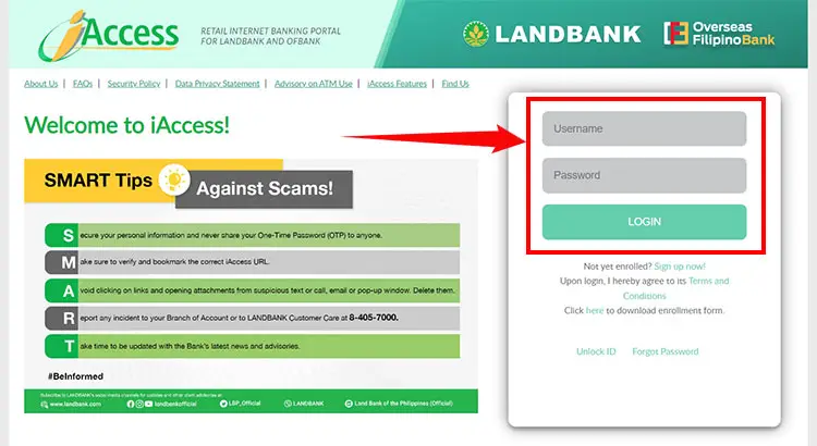 Landbank iAccess login