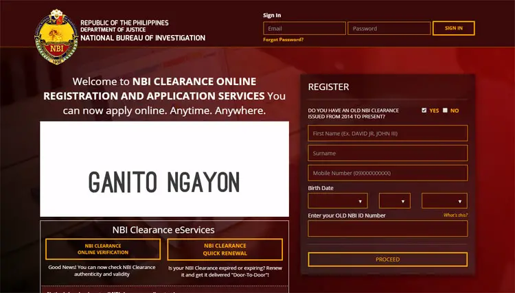 NBI clearance website