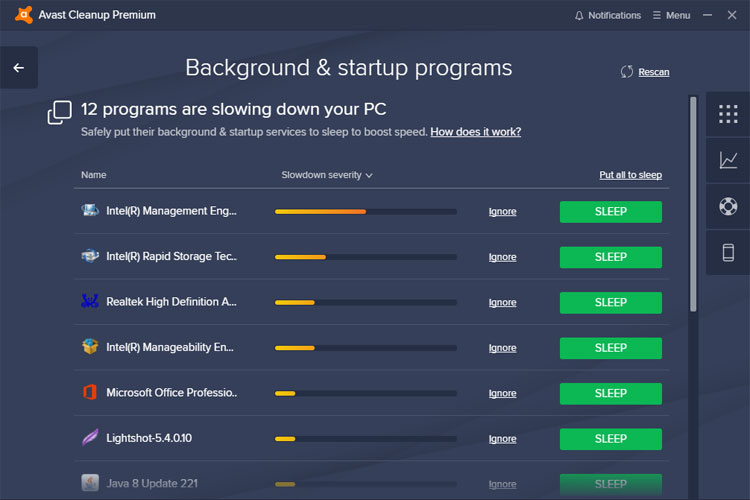 Background and startup programs