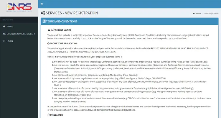 DTI business registration terms and conditions