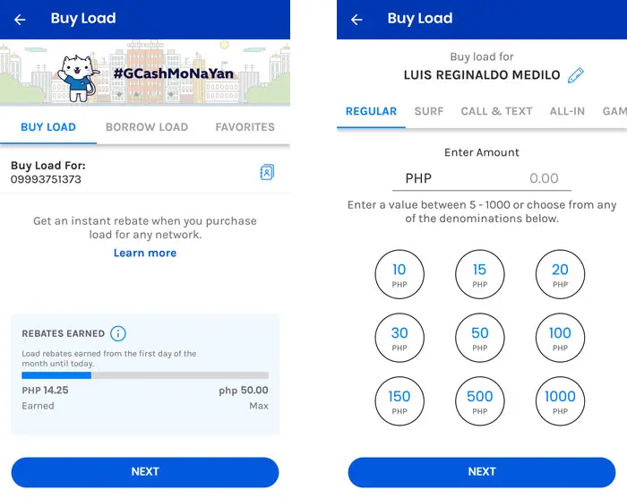 Buy load with Gcash