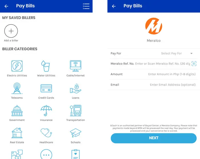 Pay bills with the GCash app