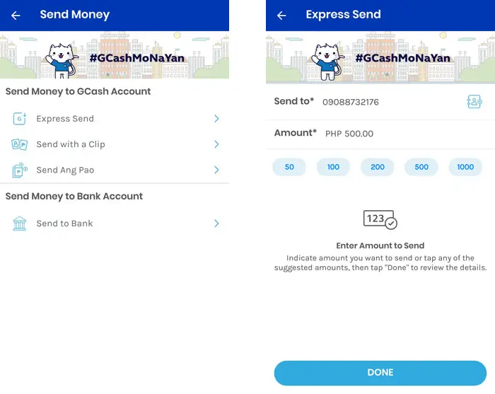 Send money using the GCash app