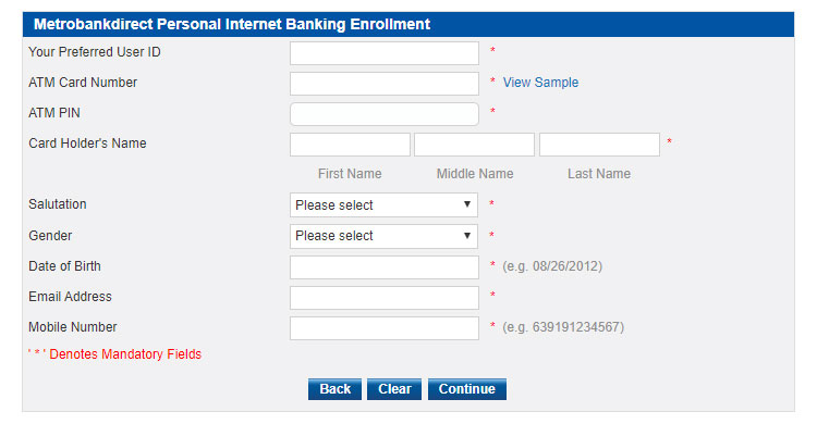 Metrobank Direct online banking enrollment