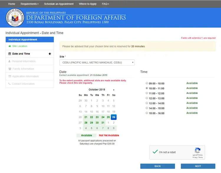 Passport renewal date and time