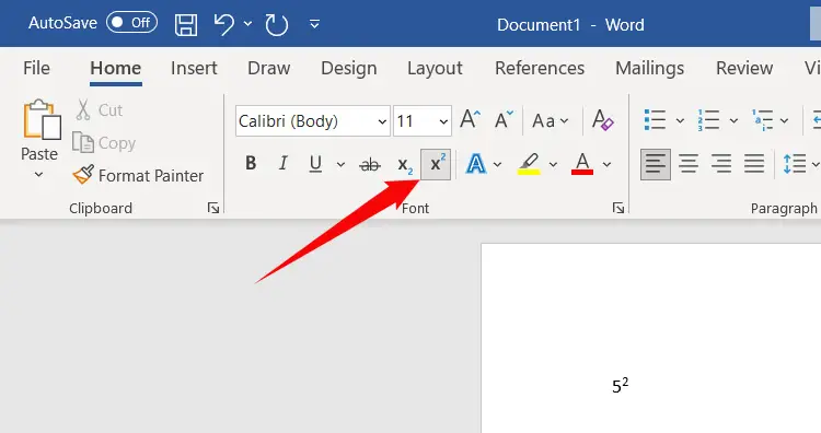 Squared symbol on Microsoft Word