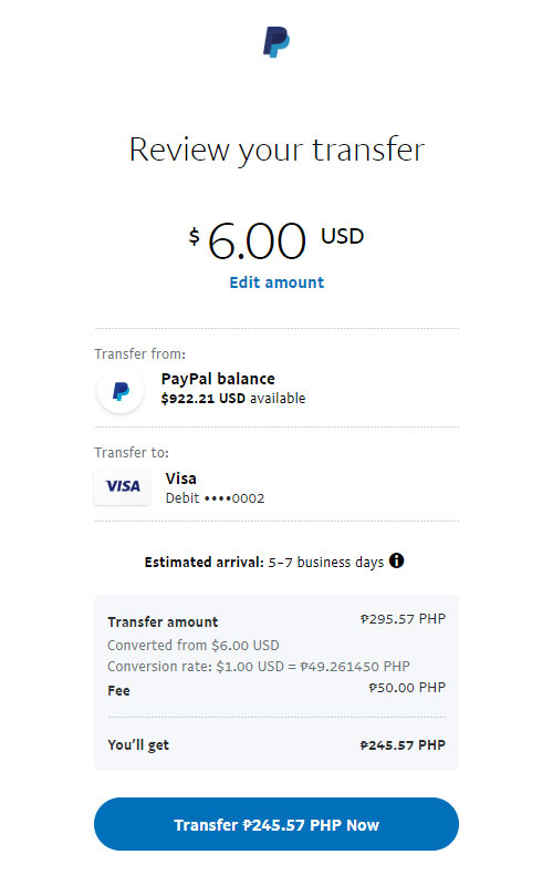 PayPal to PayMaya transfer