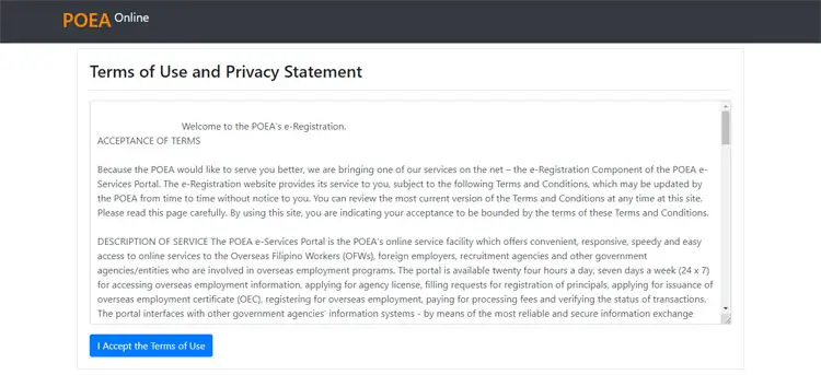 Terms of use and privacy statement