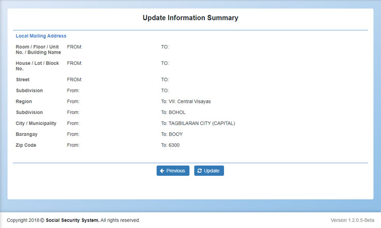 Update information summary