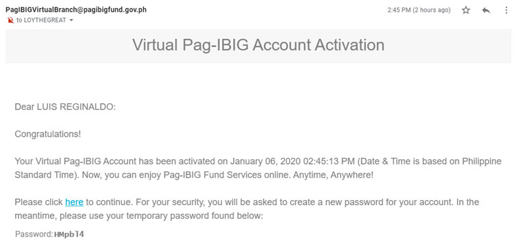 Virtual Pag-IBIG account activation