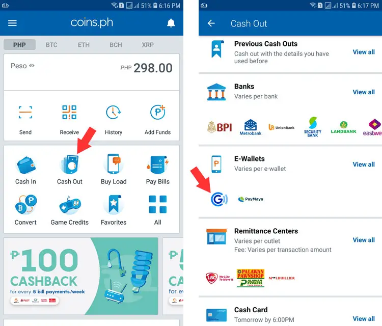 Coins.ph to GCash money transfer