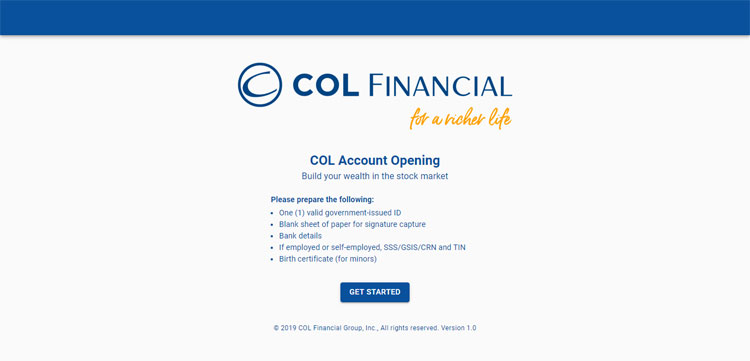 COL Financial account opening