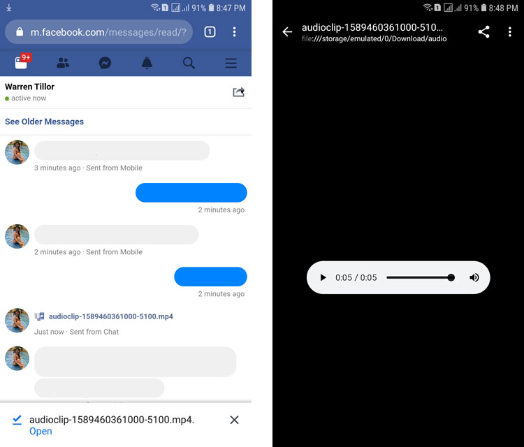 How to download audio from Messenger