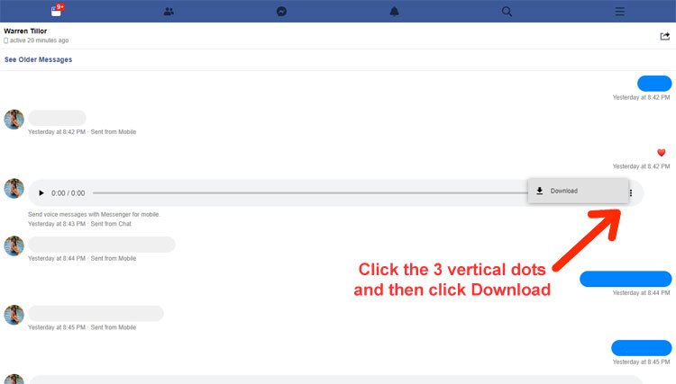 facebook messenger download voice message