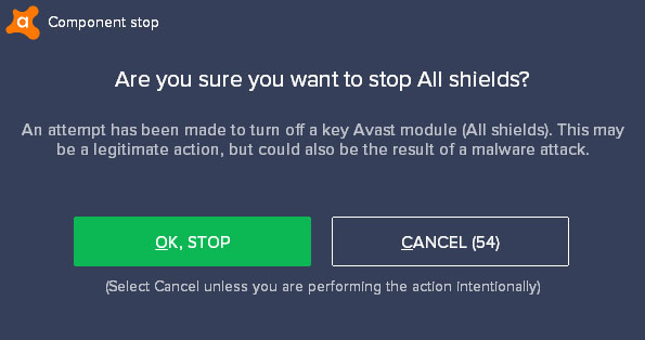Stop Avast shields