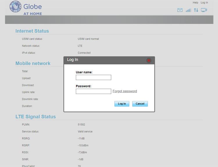 Globe admin log in