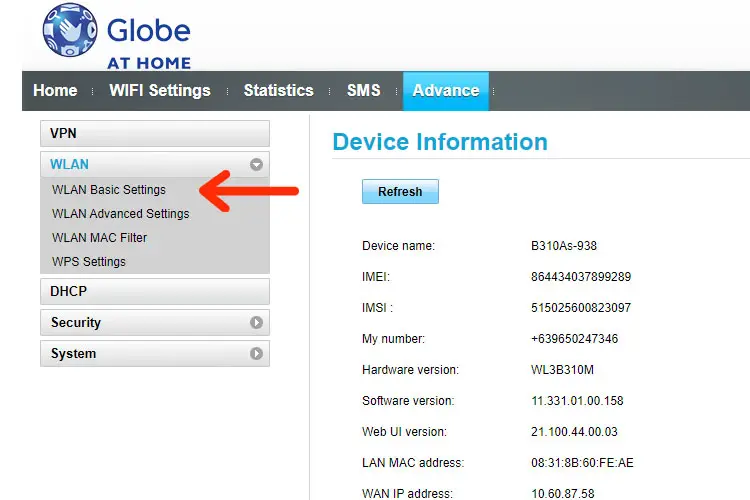 WLAN basic settings