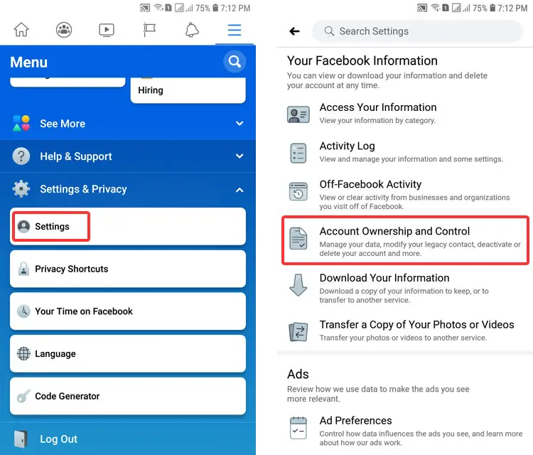 how to deactivate facebook account on messenger