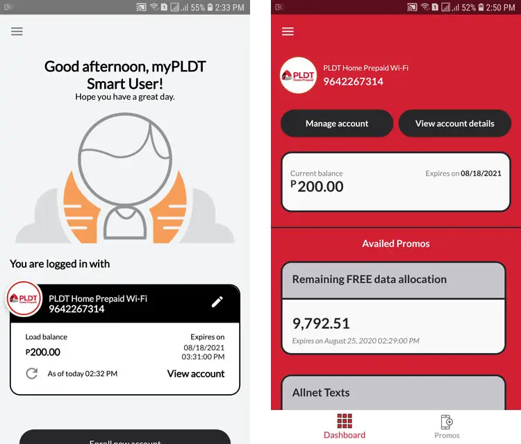 PLDT Home Prepaid WiFi on the myPLDT Smart app