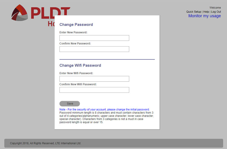 Change passwords