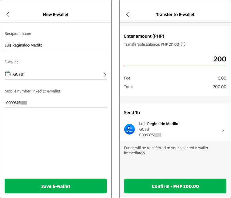 Transfer money from GrabPay to GCash