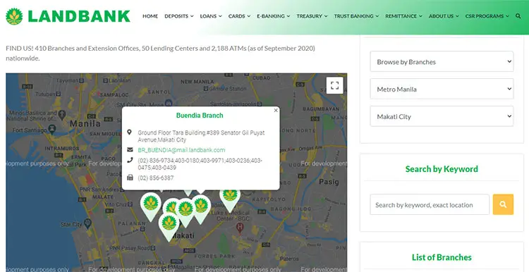 Landbank network locator