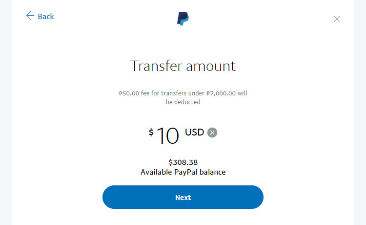 Transfer amount