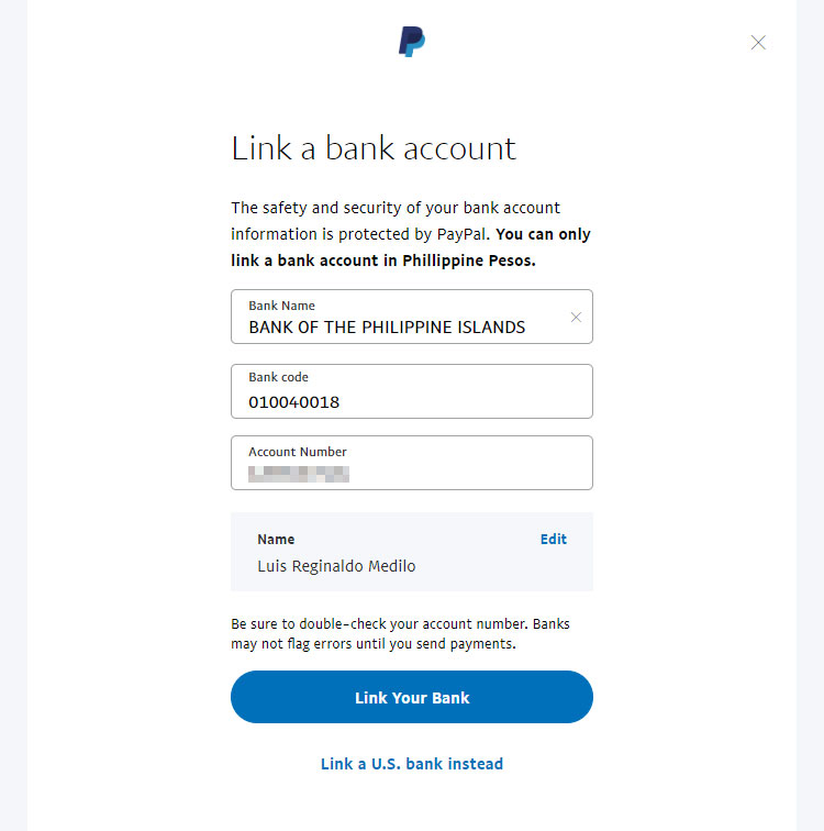 How to link BPI to PayPal