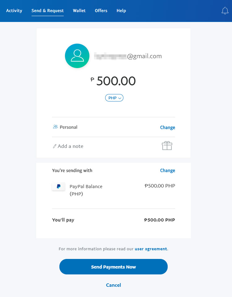 Send money from GCash to PayPal