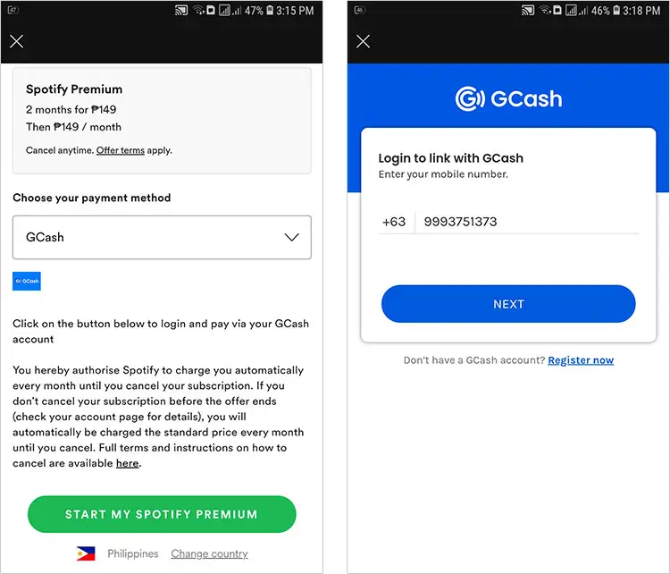 How to pay for Spotify Premium using GCash