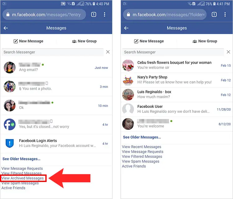 How to see archived messages on Facebook Messenger