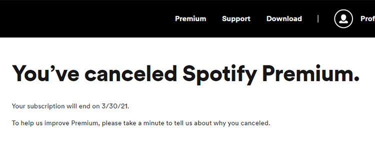 Spotify Premium cancelled