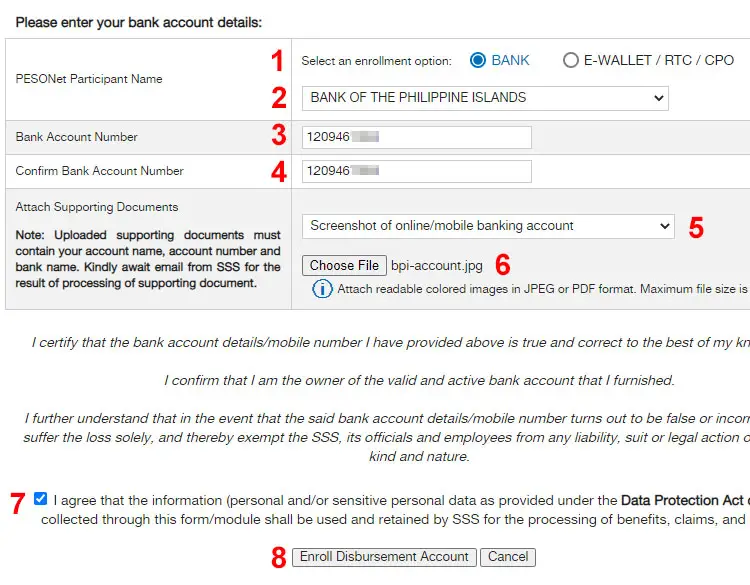 SSS bank enrollment