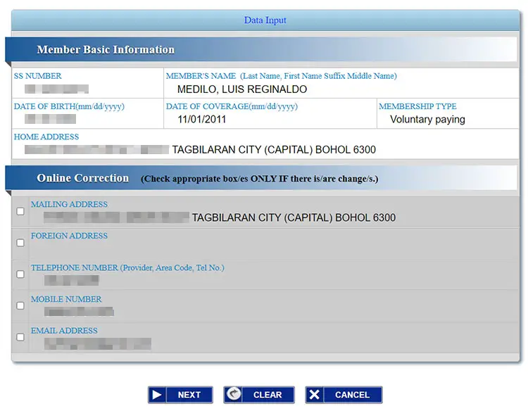 Update SSS information online