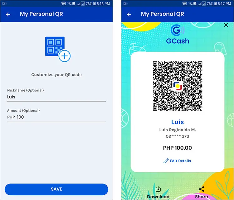 Customize QR code in GCash