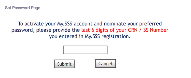 SSS account activation