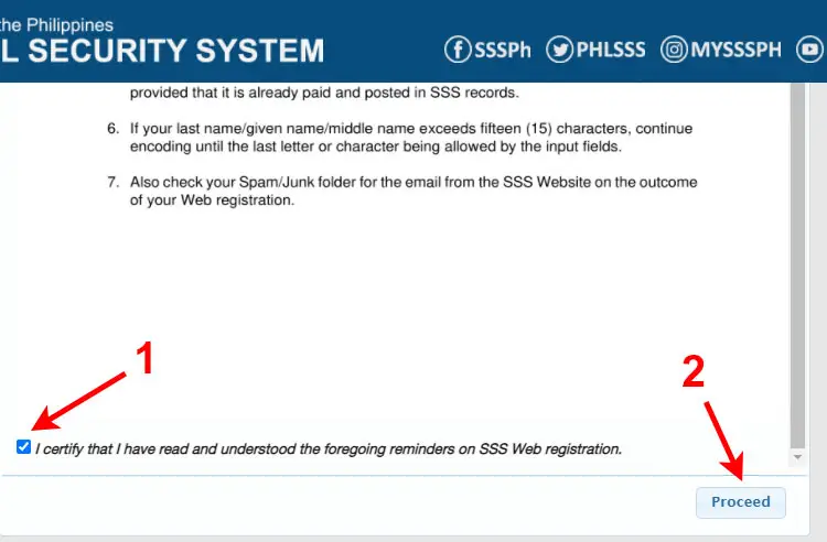 SSS online account registration