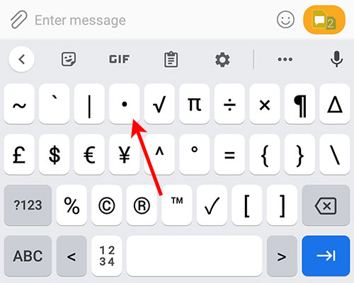 How to type a bullet point in Android
