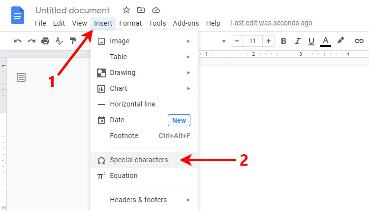 How to add a bullet point symbol in Google Docs