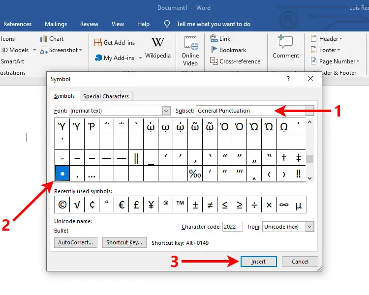 How to add bullet points in Word