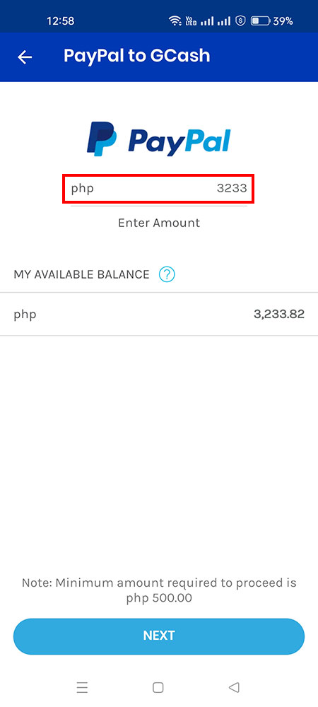 PayPal to GCash amount