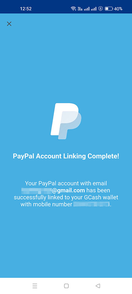 Paypal account linking complete
