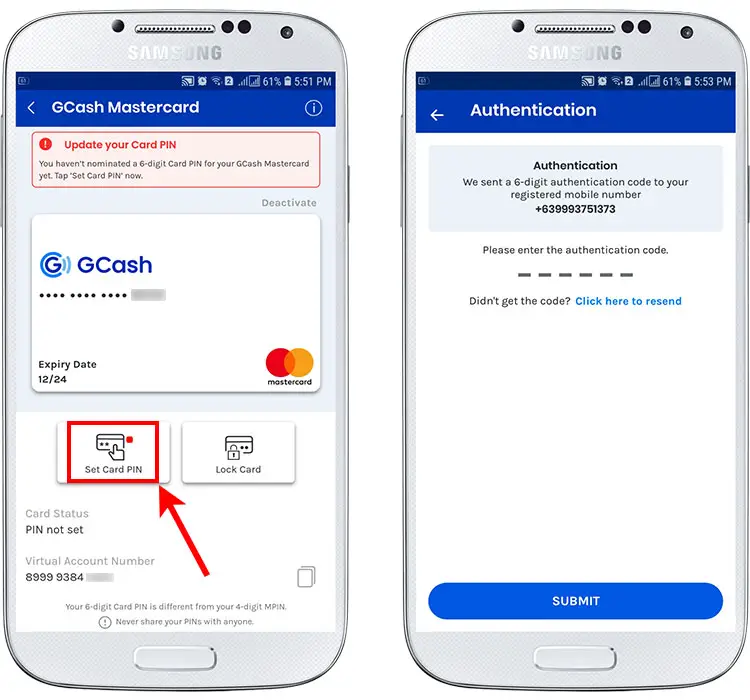 Update your GCash MasterCard PIN