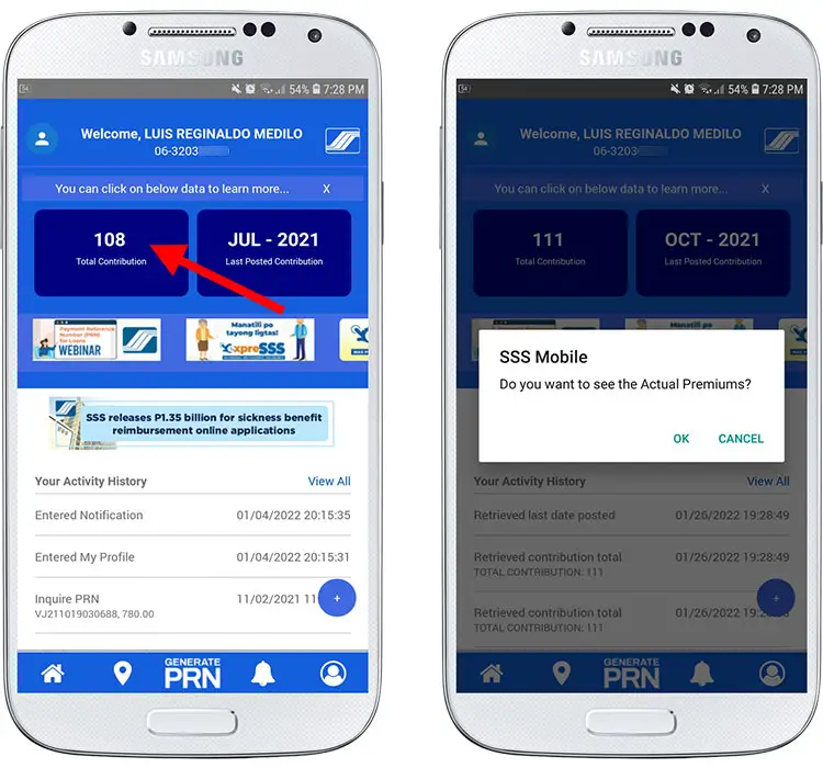 How to check SSS contributions on the mobile app